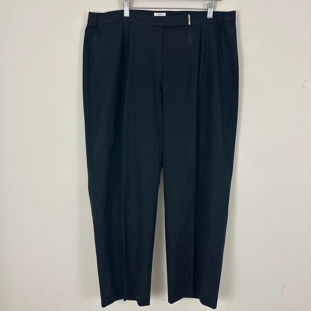 Liz Claiborne Anissa Dress Pants Black Cotton Stretch Pleated Front Womens 20P